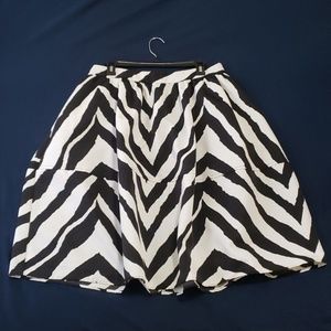 Express Zebra print midi waisted flare skirt